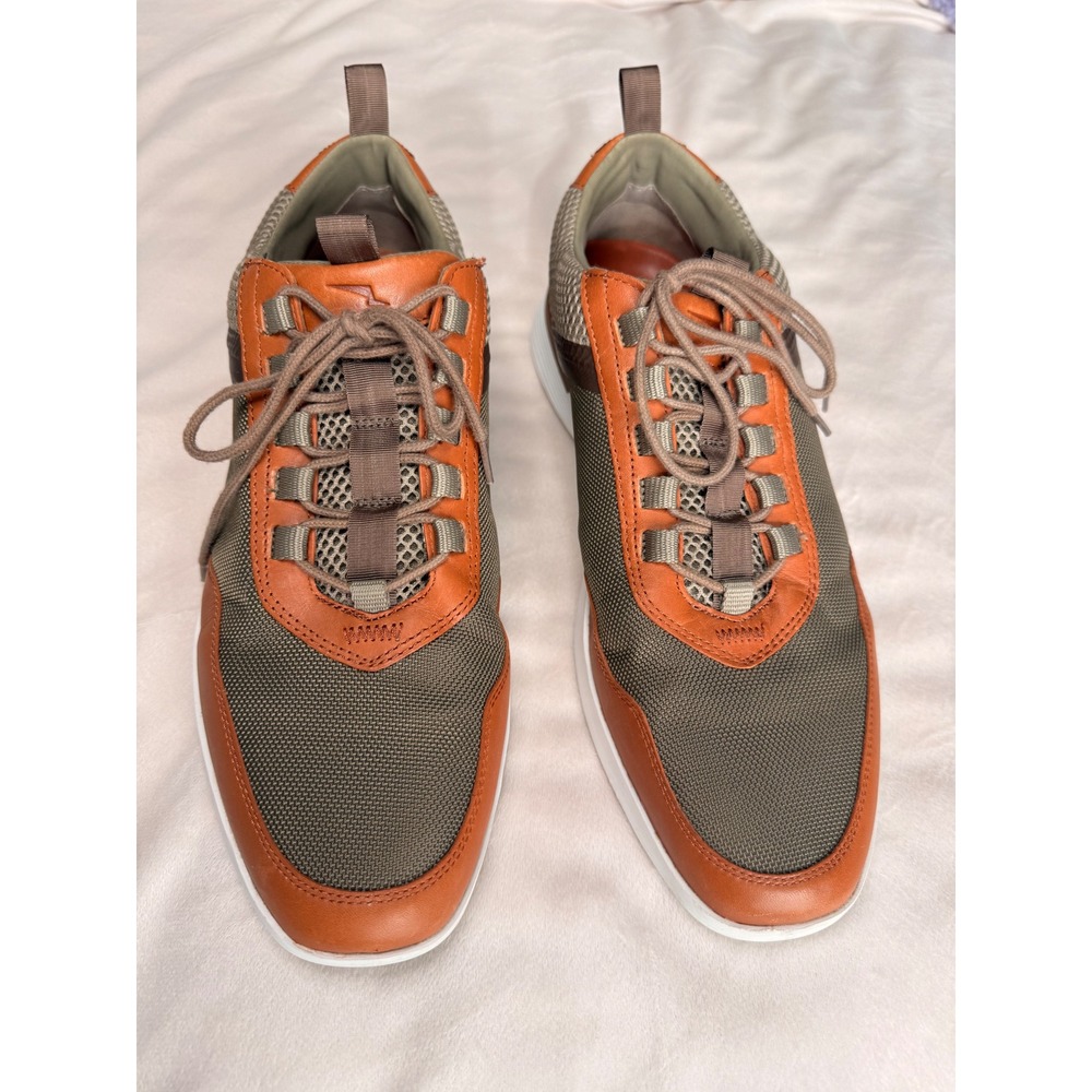 Wolf & Shepherd Crossover Victory Trainer Sneakers Olive Cognac Leather Mesh 11